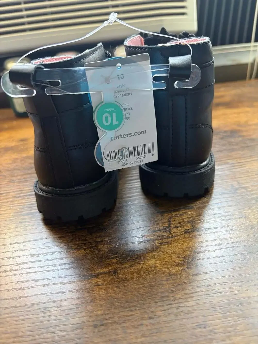 Carter's Daffodil Toddler Girls' Black Combat Boots with Flower Detail